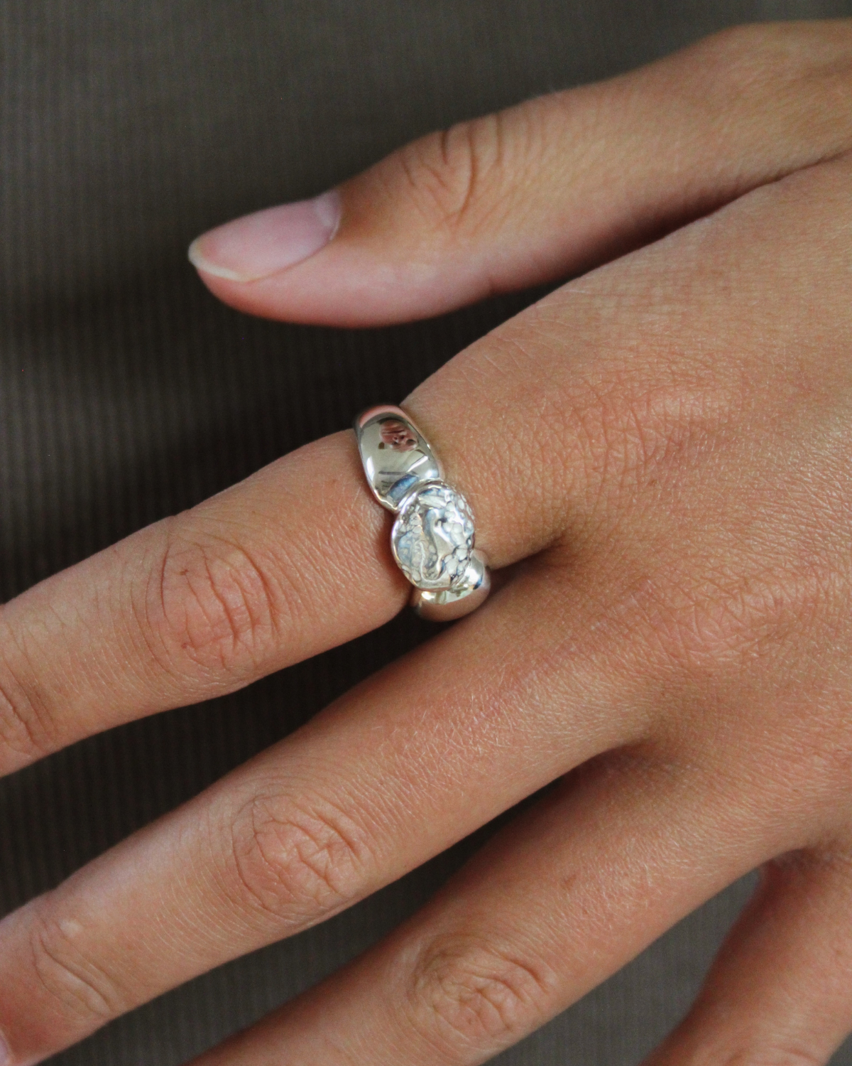 Raw Big Ring - Sterling Sølv